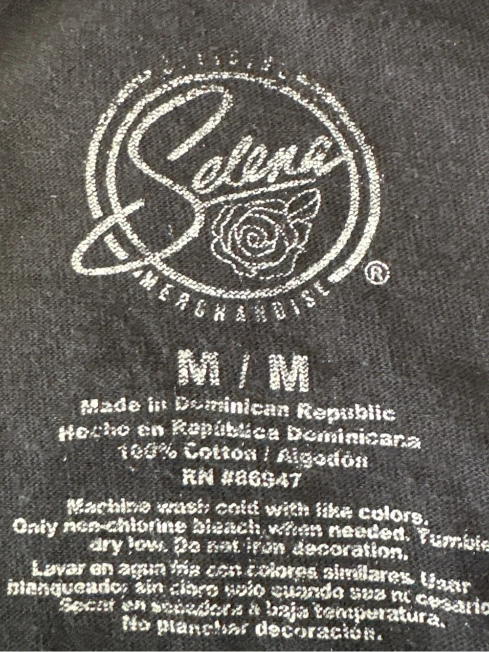 Official Selena Quintanilla Como La Flor 1992 Graphic T Shirt Black Size Medium